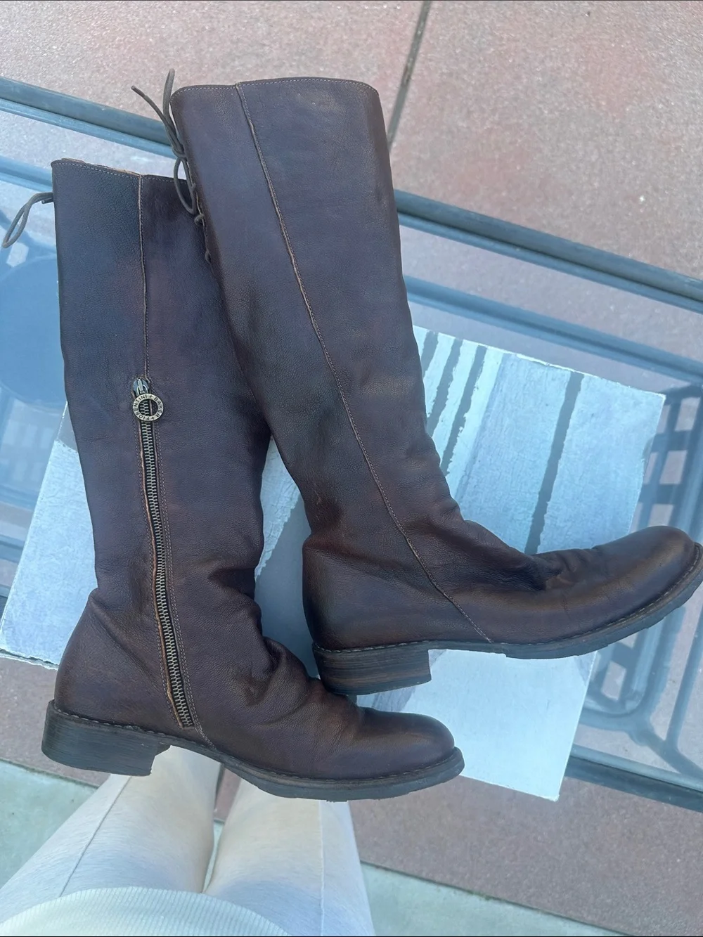 Fiorentini + Baker Dark Brown Leather Lace-Back Zip Boots Size 40 (9.5-10 US)